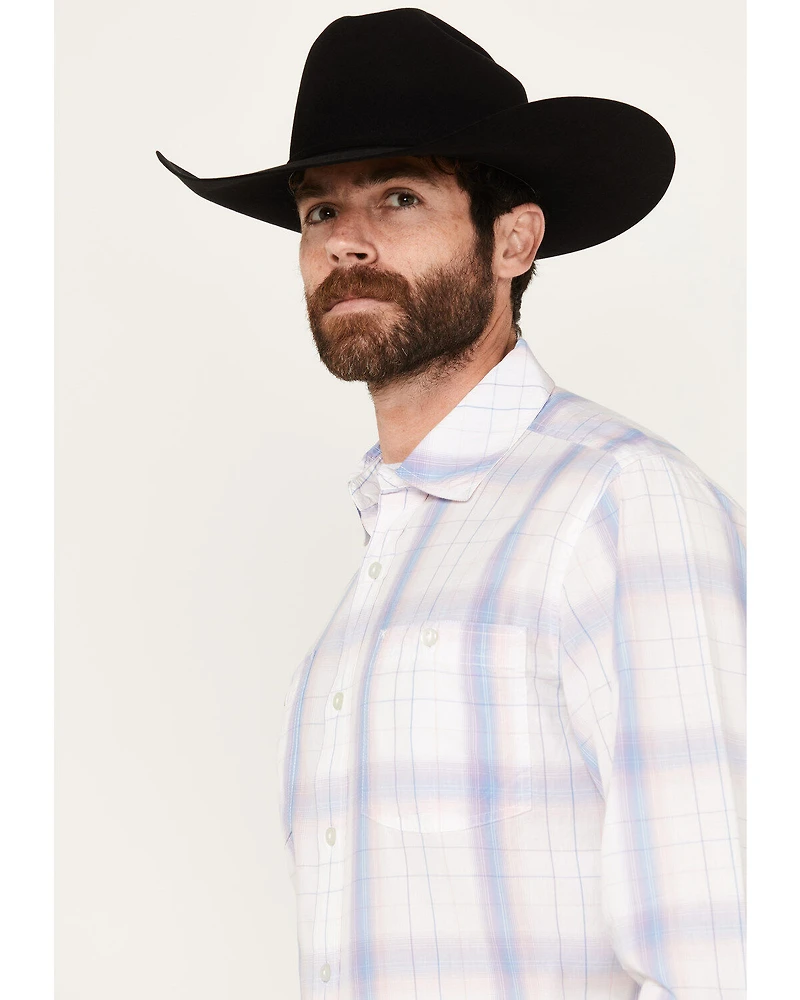 Resistol Men's Bozeman Ombre Plaid Print Long Sleeve Button Down Western Shirt