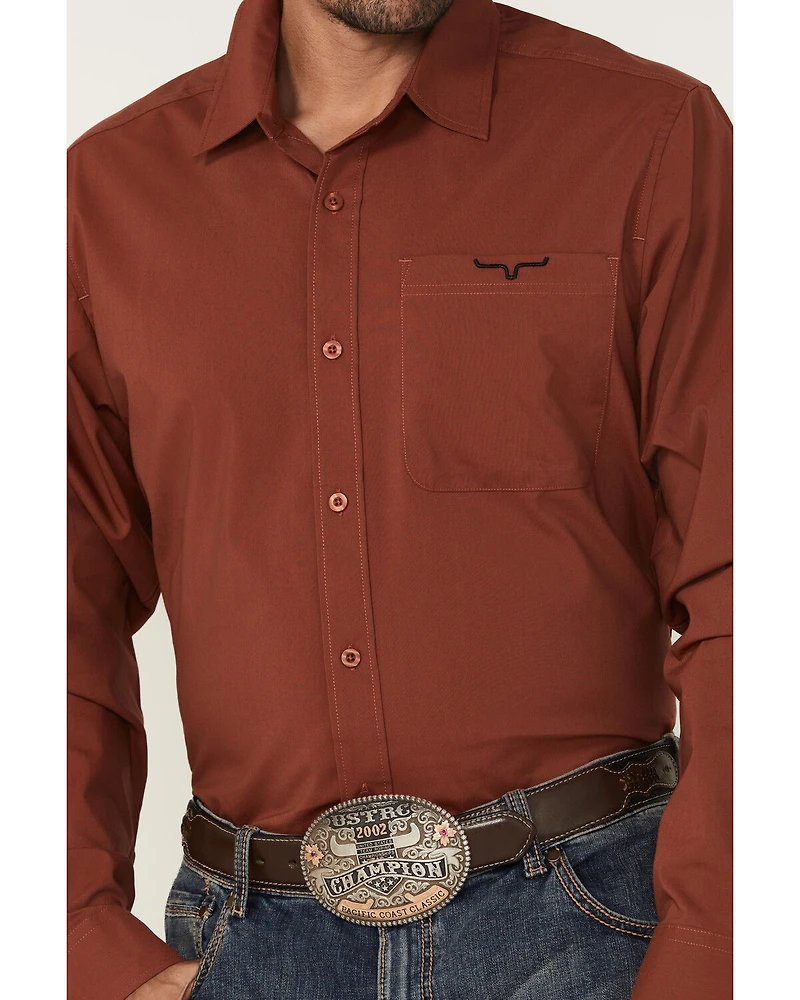 Kimes Ranch Men's Linville Solid Long Sleeve Button-Down Stretch Western Shirt