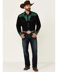 Scully Men's Embroidered Gunfighter Long Sleeve Pearl Snap Western Shirt