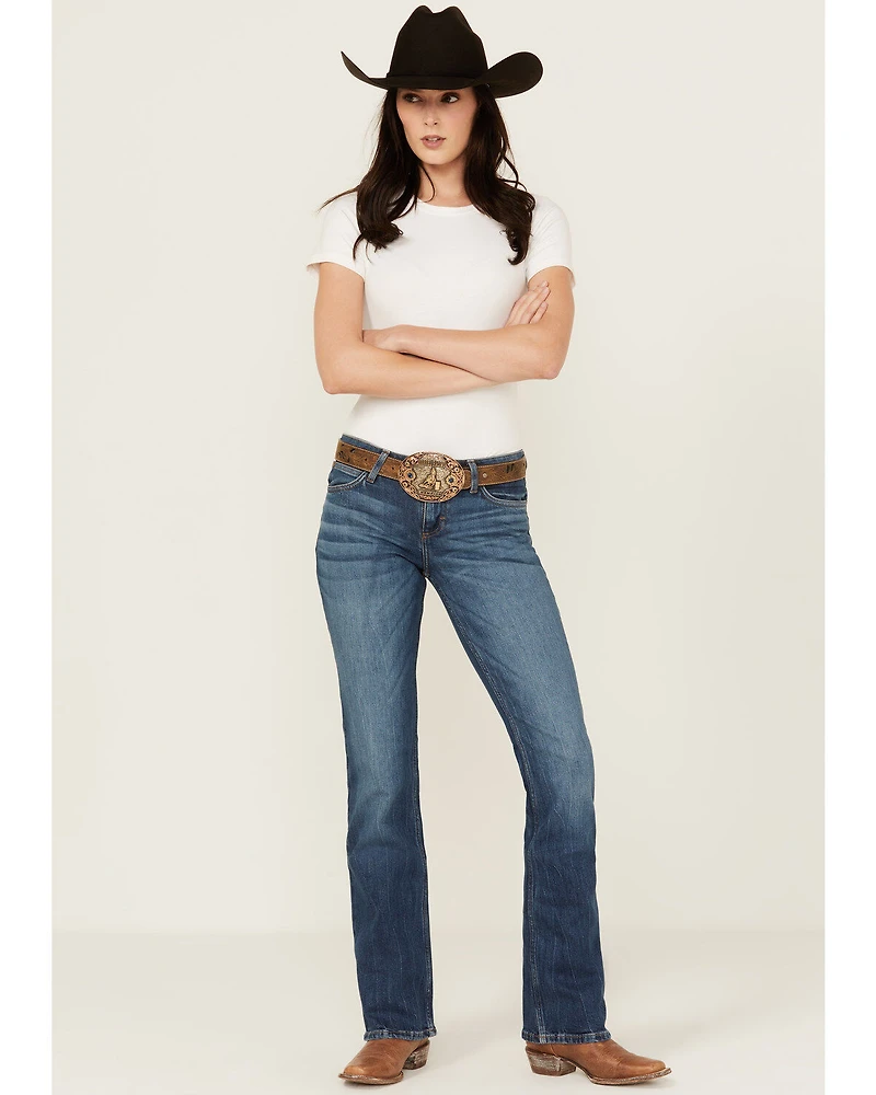 Wrangler Retro Women's Mae Dark Wash Mid Rise Bootcut Stretch Denim Jeans