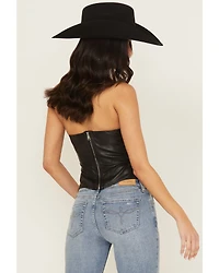 Fornia Women's Rose Embossed Faux Leather Bustier