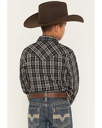 Cody James Boys' Warriors Way Plaid Print Long Sleeve Snap Western Shirt