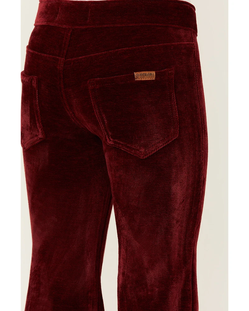 Rock & Roll Denim Girls' Velvet Stretch Button Flare Jeans