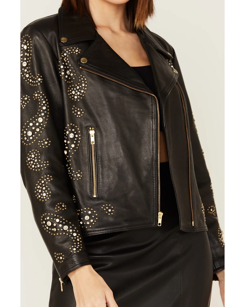 Boot Barn X Understated Leather Rhinestone Moto Jacket