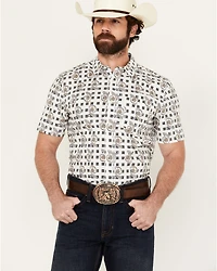 Cody James Men's Geo Paisley Print Short Sleeve Button-Down Stretch Western Shirt