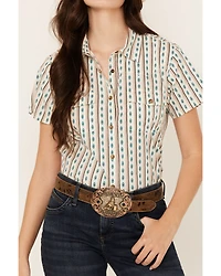 Shyanne Women's Southwestern Print Short Sleeve Snap Western Shirt