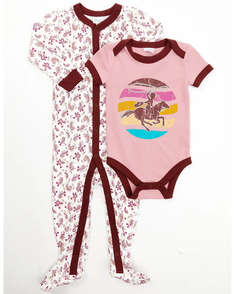 Shyanne Infant Girls' Rodeo Horse & Floral Paisley Sleep Set - 2-Piece