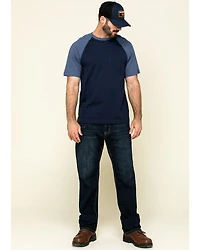 Hawx Men's Navy Midland Short Sleeve Baseball Work T-Shirt - Tall