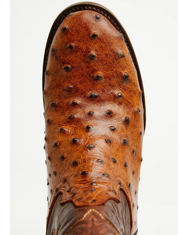 Tanner Mark Men's Ostrich Print Western Boots - Broad Square Toe
