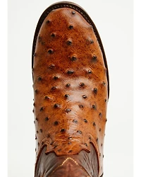 Tanner Mark Men's Ostrich Print Western Boots - Broad Square Toe