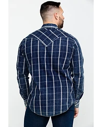 Rock & Roll Denim Men's Crinkle Plaid Long Sleeve Western Shirt