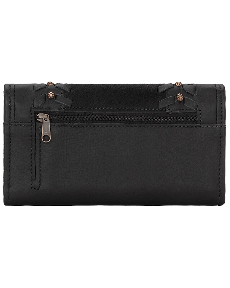 American West Women's Cow Town Black Tri-Fold Wallet