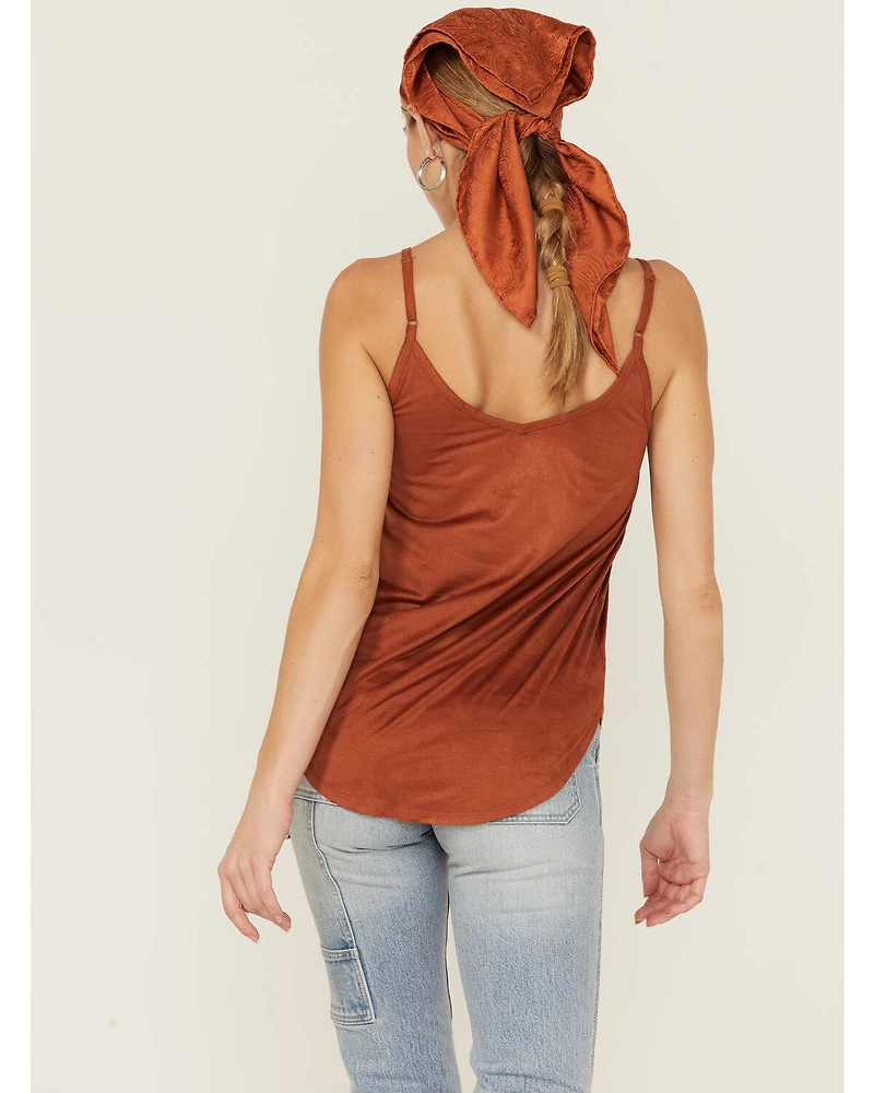 Shyanne Women's Faux Suede Solid Ladder Lace Trim Cami