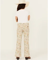Rock & Roll Denim Girls' Floral Print Flare Stretch Jeans