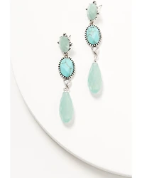 Lainey Wilson Women's Blue Moonshine Stacked Stone Concho Statement Earrings