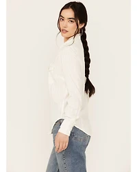 Wrangler Women's Modern Striped Long Sleeve Pearl Snap Western Shirt