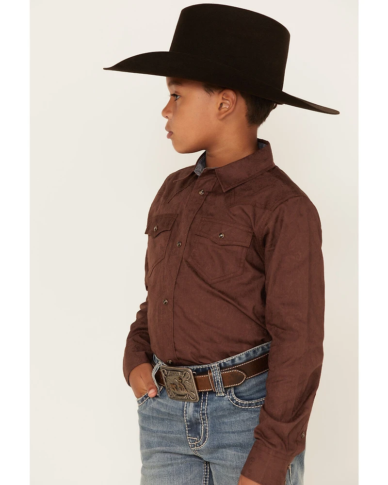 Cody James Boys' Paisley Jacquard Long Sleeve Snap Western Shirt