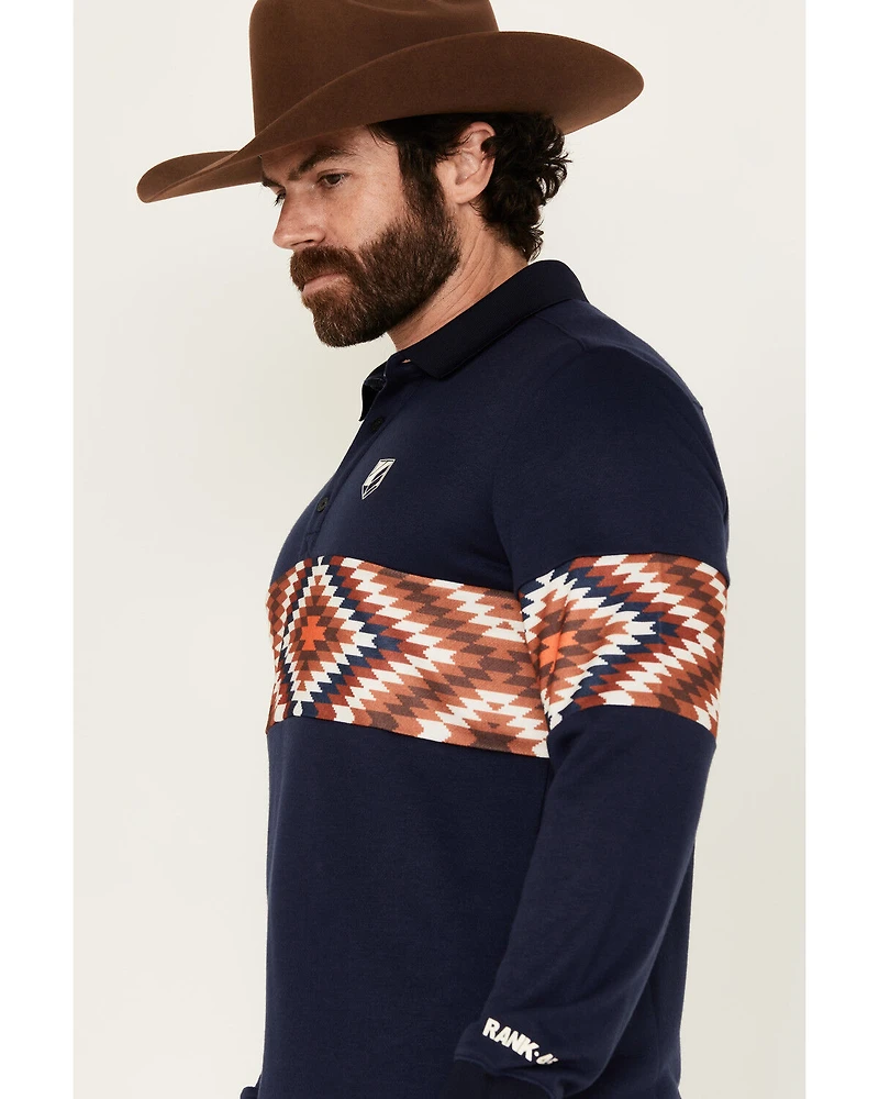 RANK 45® Men's Border Striped Rugby Polo Shirt
