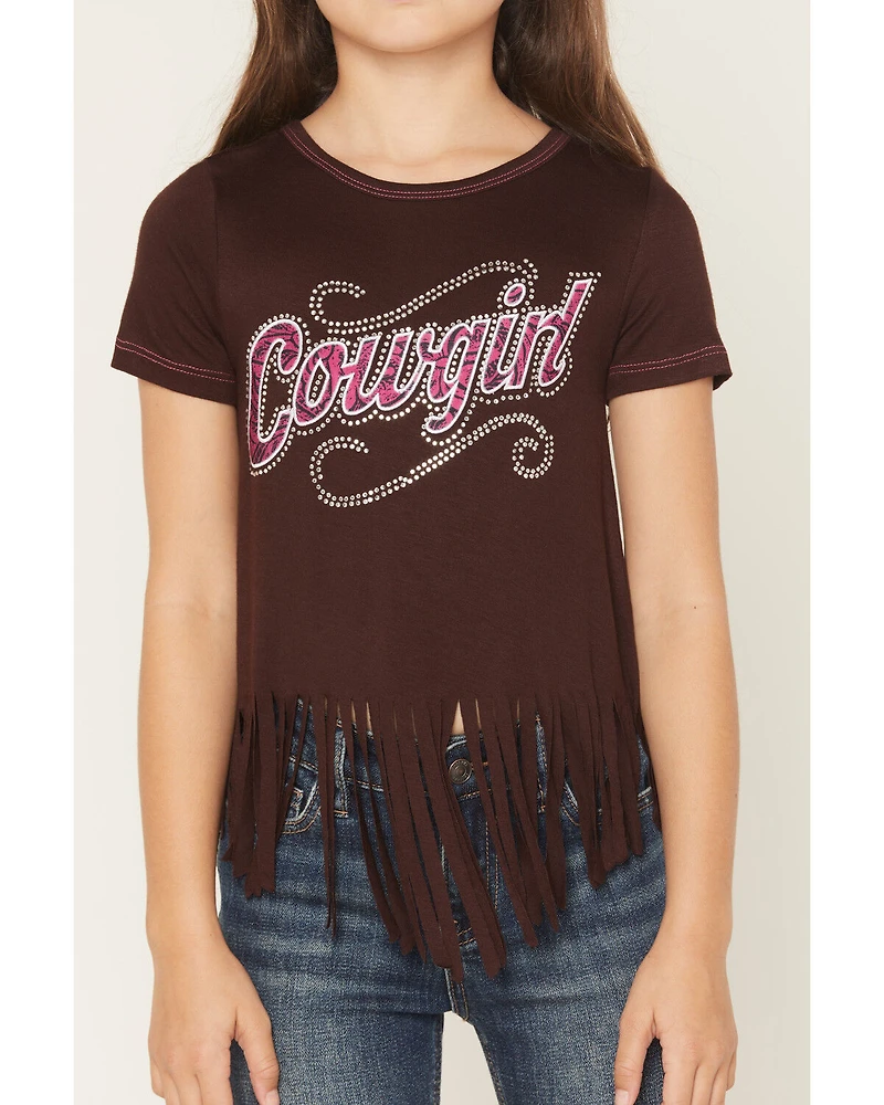 Cowgirl Hardware Girls' Fringe Short Sleeve Tee