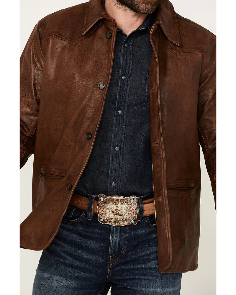 Cody James Men's Helena Flannel Lined Button-Down Leather Jacket