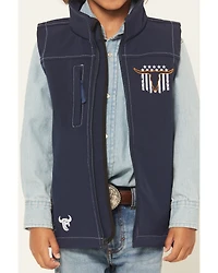 Cowboy Hardware Boys' Skull Banner Embroidered Softshell Vest