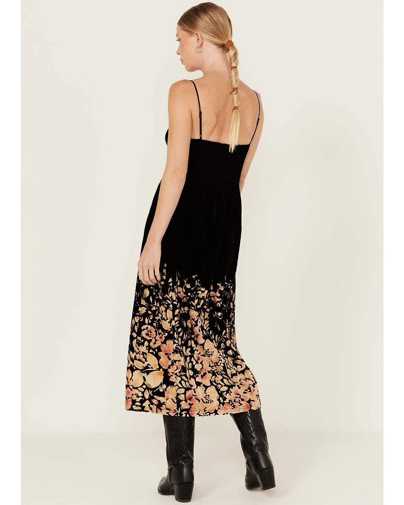 Beyond The Radar Women's Velour Printed Midi Dress