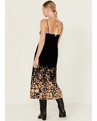 Beyond The Radar Women's Velour Printed Midi Dress