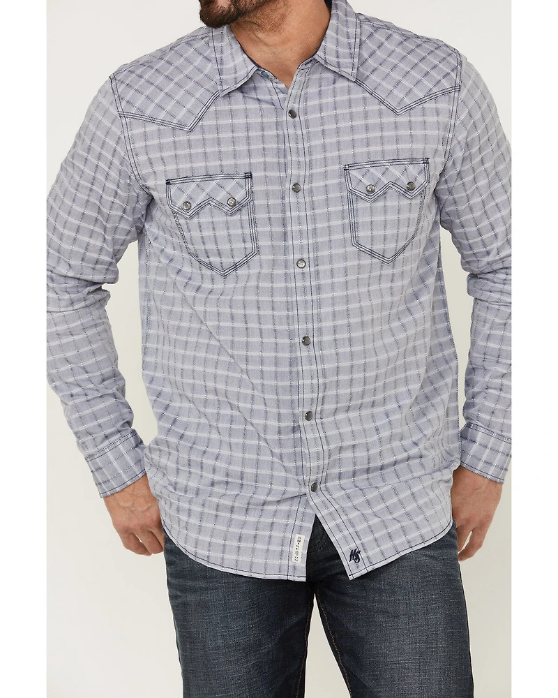 Moonshine Spirit Men's Jail Break Plaid Long Sleeve Snap Western Shirt