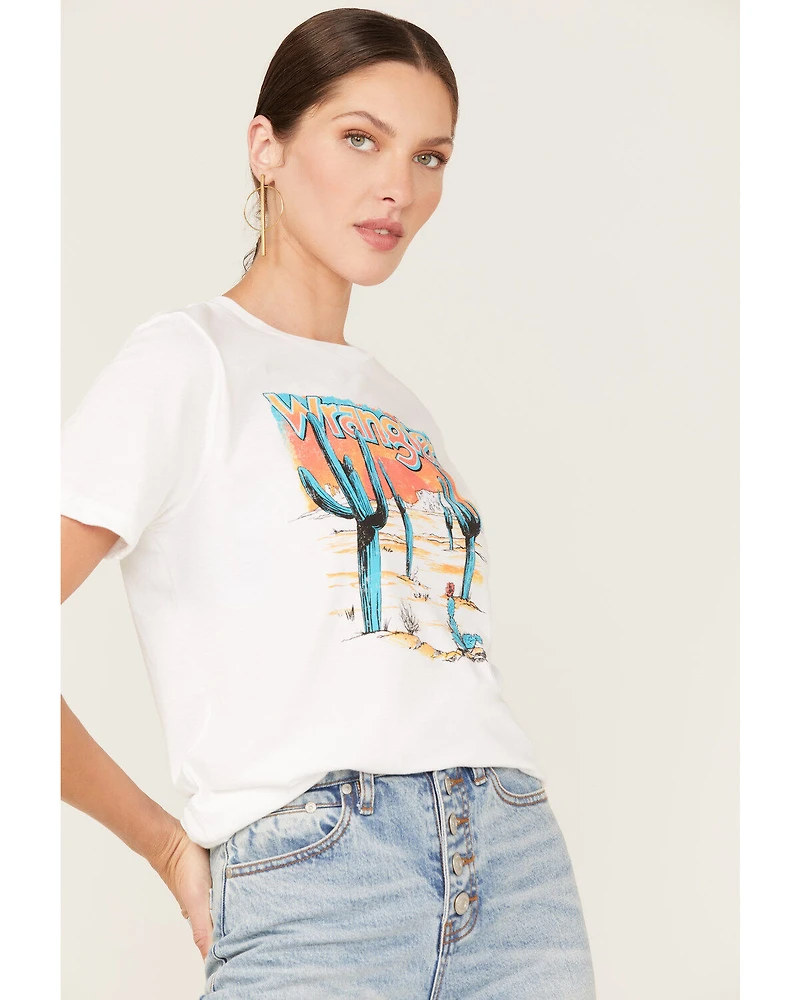 Wrangler Women's Boot Barn Exclusive Sunset Cactus Logo Graphic Tee
