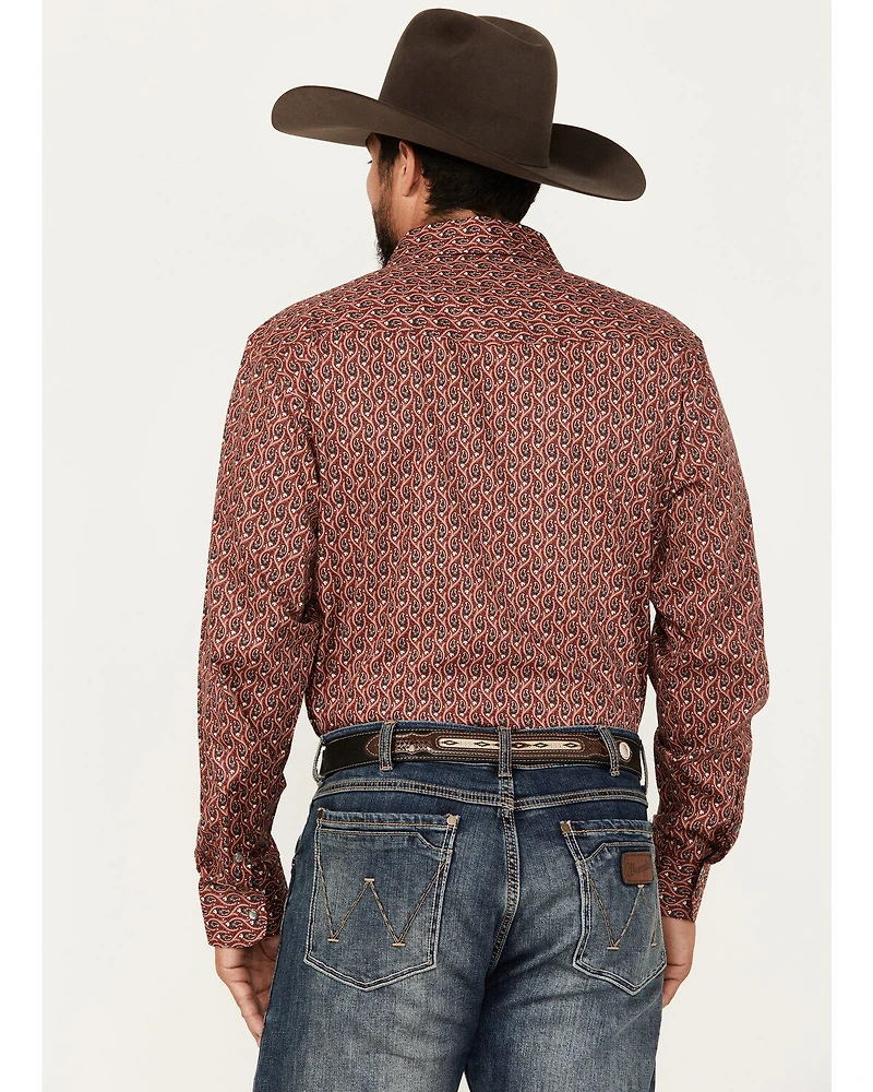 Panhandle Men's Select Paisley Print Long Sleeve Snap Western Shirt