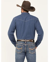 Blue Ranchwear Men's Vintage Striped Long Sleeve Snap Western Shirt