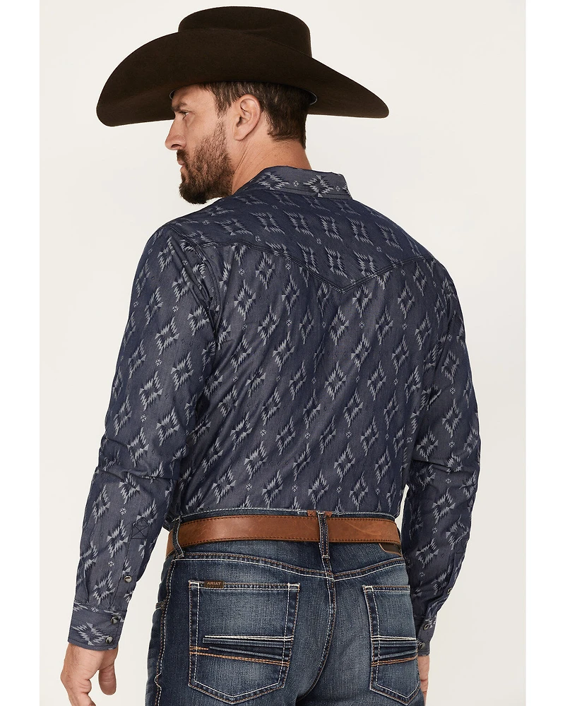 Moonshine Spirit Men's Mocasin Southwestern Print Long Sleeve Snap Western Shirt