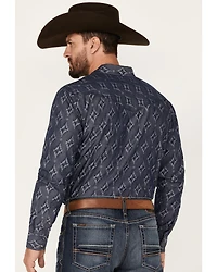 Moonshine Spirit Men's Mocasin Southwestern Print Long Sleeve Snap Western Shirt