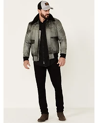 Understated Leather Men's Spirit Distressed Cowhide Zip-Front Bomber Jacket