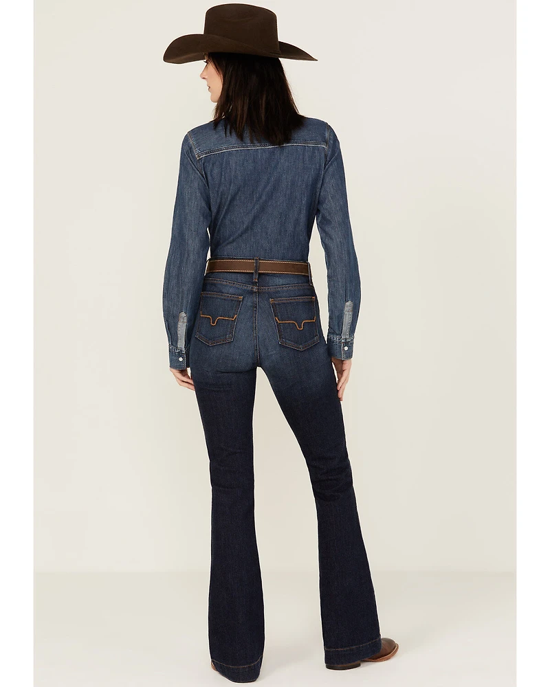 Kimes Ranch Women's Dark Wash Jennifer High Rise Wide Flare Jeans