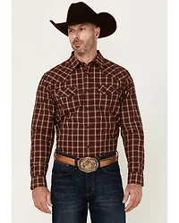 Blue Ranchwear Men's Elk Plaid Print Long Sleeve Snap Western Shirt