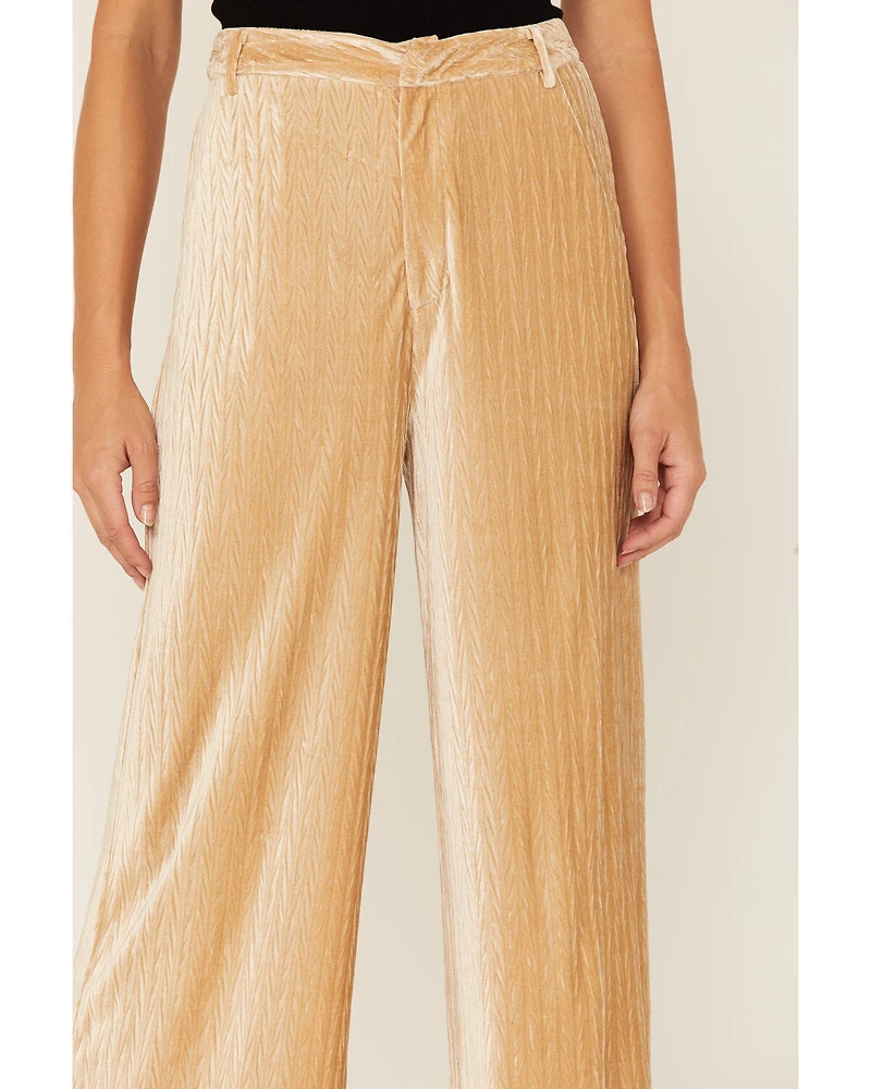 Sadie & Sage Women's Angelic Pleated Velvet Wide Leg Pant