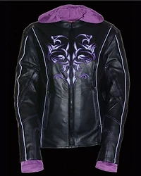 Milwaukee Leather Women's 3/4 Jacket With Reflective Tribal Detail