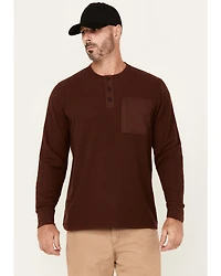 Lucky Brand Workwear Men's Slub Thermal Long Sleeve Pocket Henley Shirt