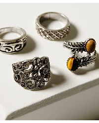 Shyanne Women's Champagne Chateau Jasper Filigree 4-Piece Ring Set