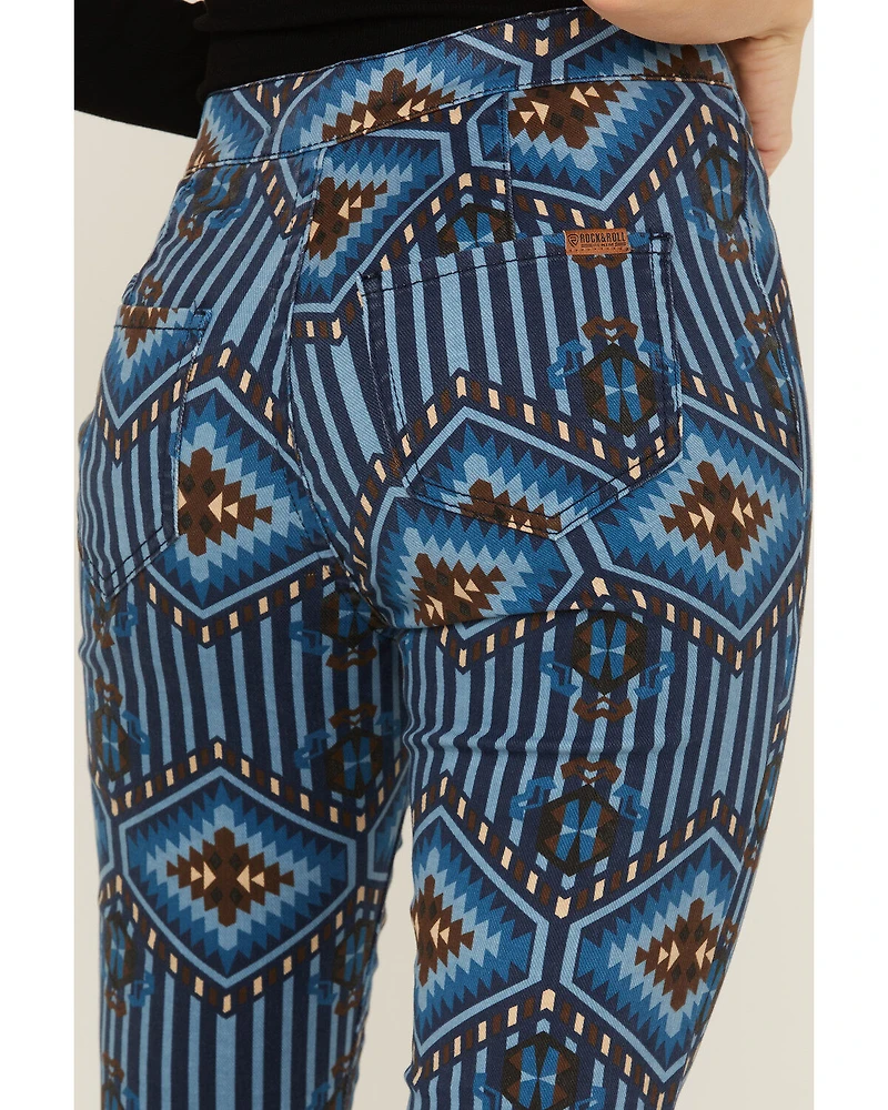 Rock & Roll Denim Women's Southwestern Stripe Flare Jeans