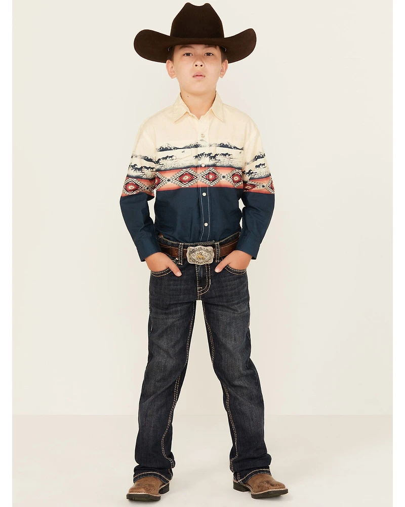 Rock & Roll Denim Boys' Dark Wash Bootcut Stretch Jeans
