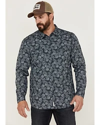 Moonshine Spirit Men's Amusement Large Paisley Print Long Sleeve Western Shirt