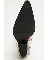 Azalea Wang Women's Cheona Star Studded Inlay Tall Fashion Boots - Snip Toe
