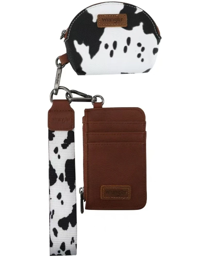 Wrangler Women's Boot Barn Exclusive Daisy Cow Print Dual Pouch Wristlet