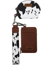 Wrangler Women's Boot Barn Exclusive Daisy Cow Print Dual Pouch Wristlet