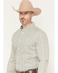 RANK 45® Men's Six Shooter Geo Print Long Sleeve Button-Down Stretch Western Shirt