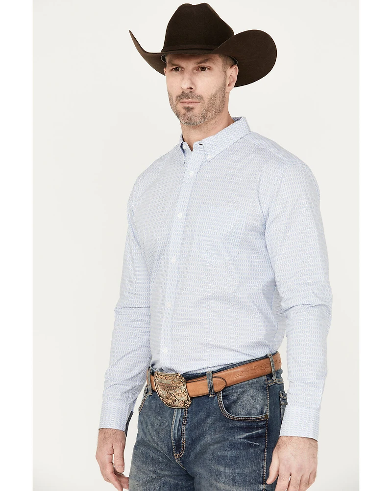 Cody James Men's Fish Net Geo Print Long Sleeve Button-Down Western Shirt