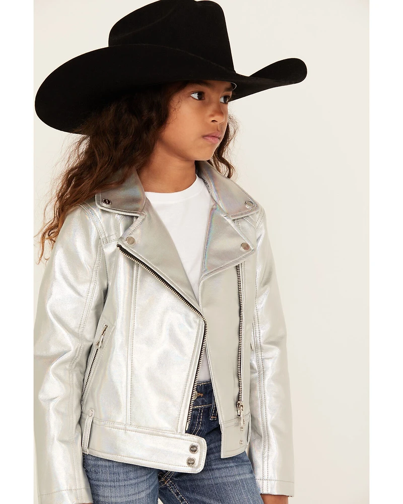 Urban Republic Girls' Metallic Moto Jacket