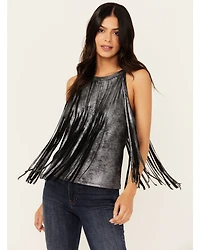 Idyllwind Women's Prescott Foiled Faux Suede Fringe Tank